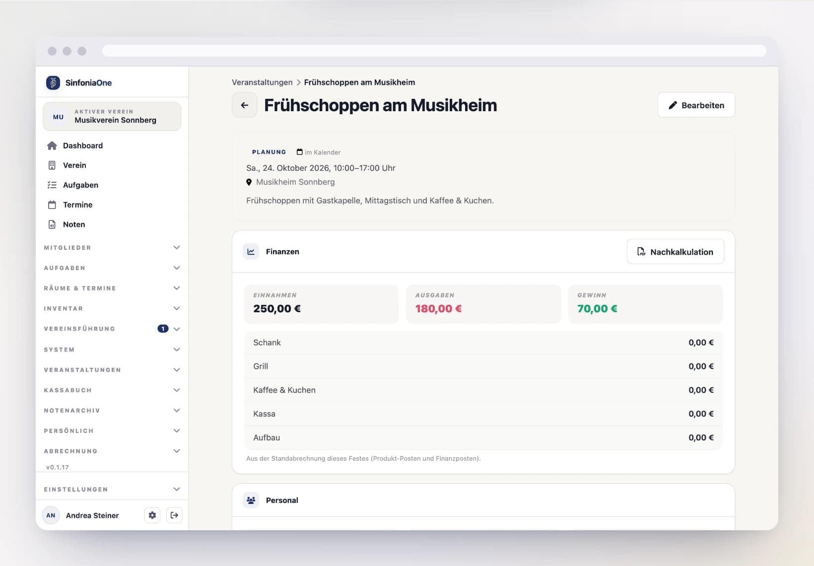 Shift form (EventShiftFormScreen) with role and time window on a computer