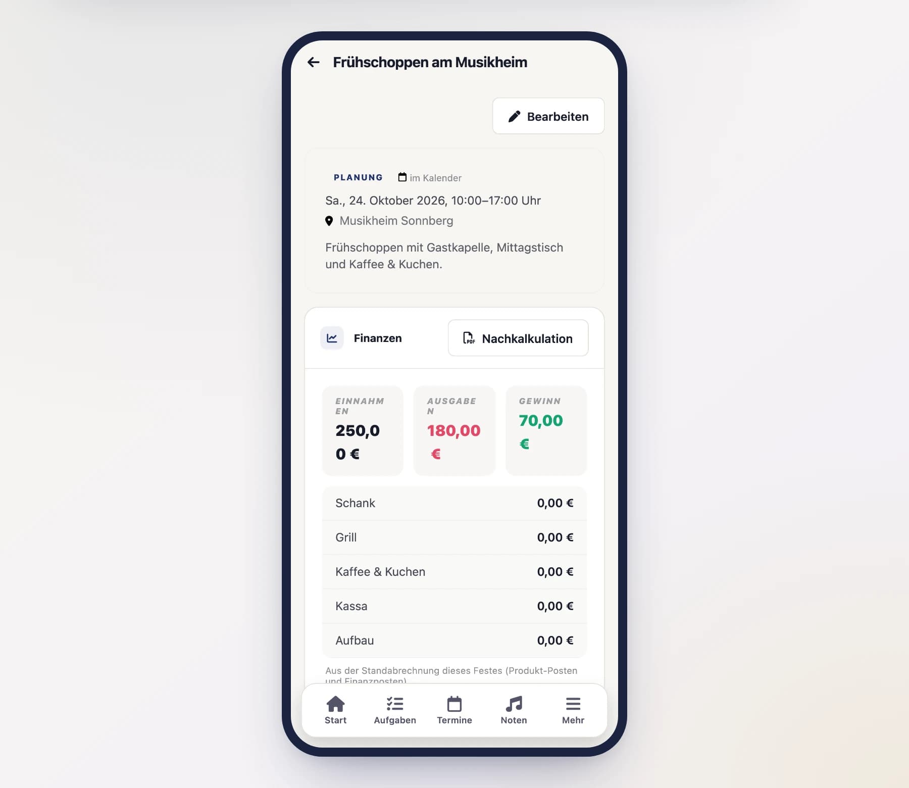 Shift form (EventShiftFormScreen) with role and time window on a phone