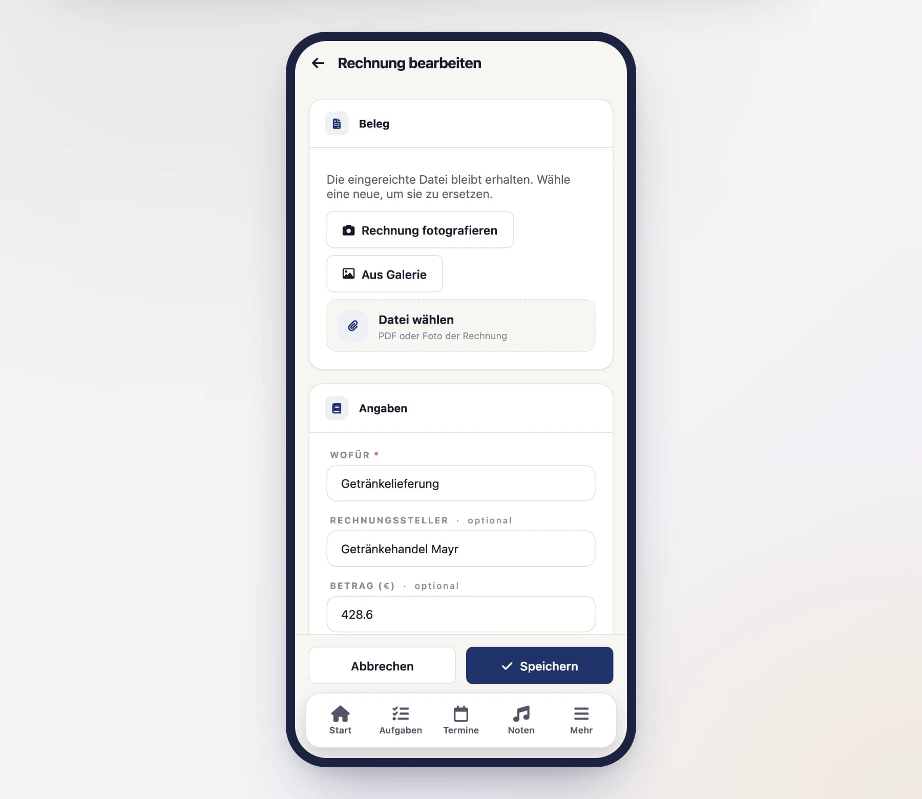 Eingangsrechnungen am Handy