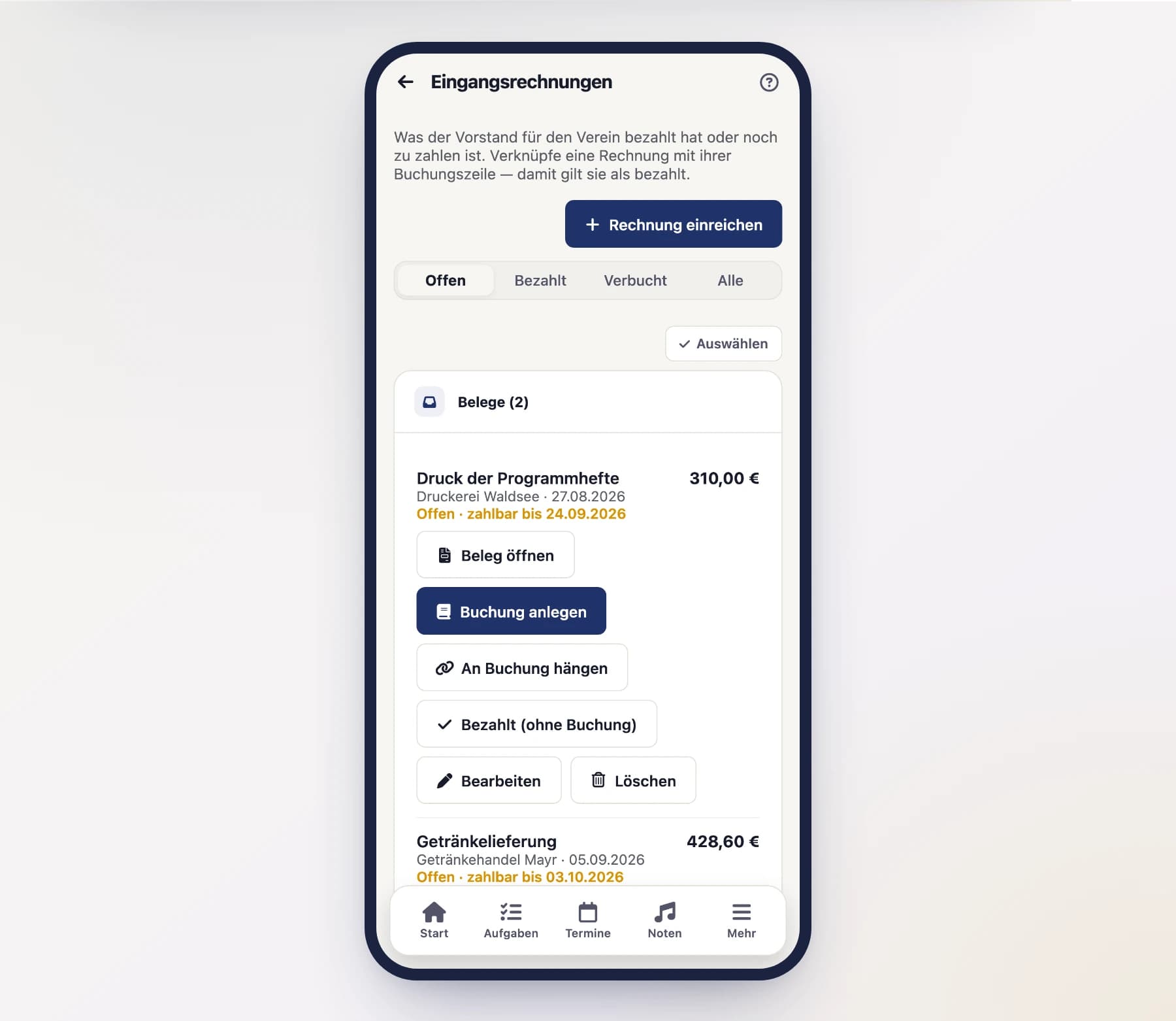 Eingangsrechnungen am Handy