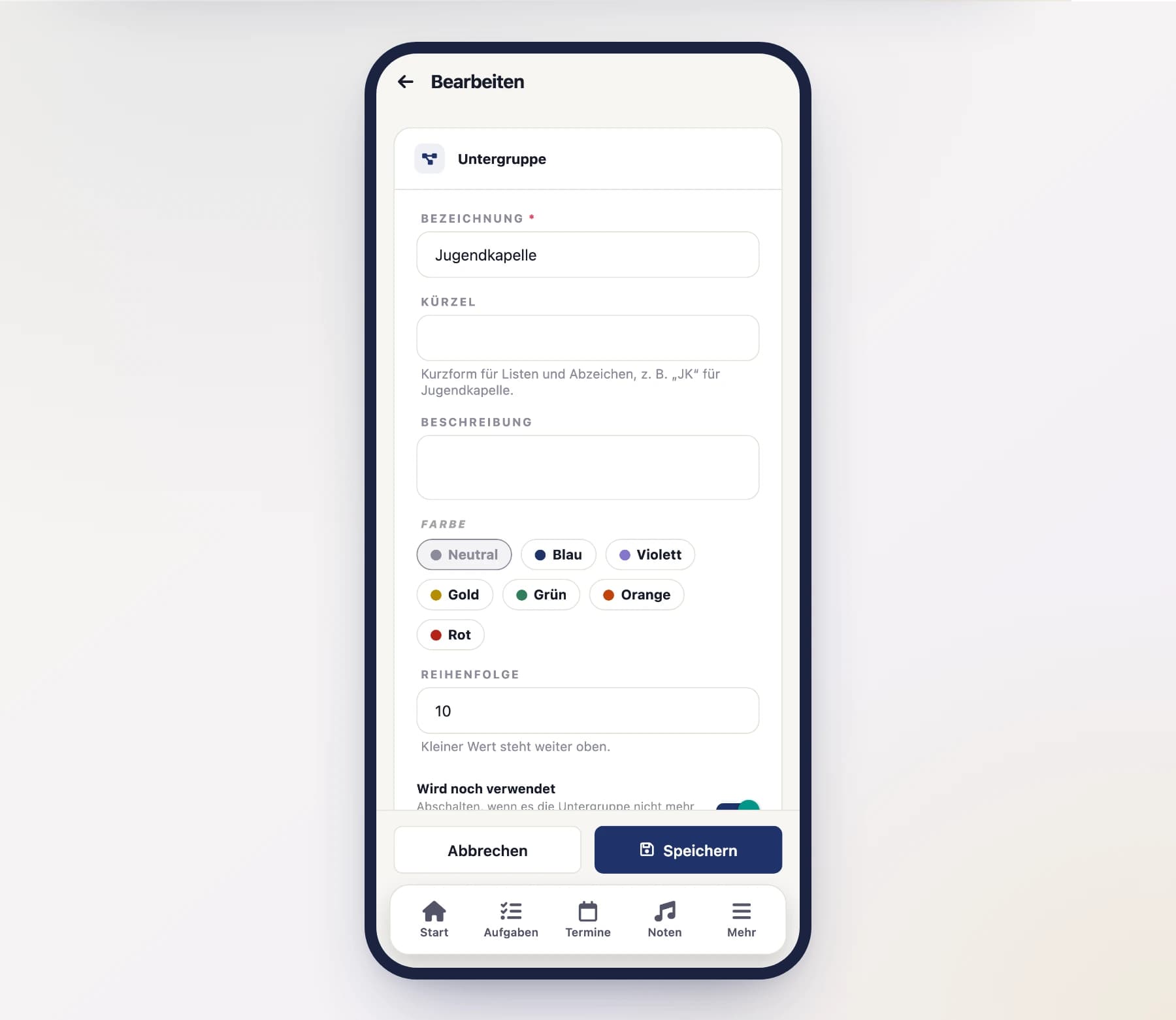 Untergruppen am Handy