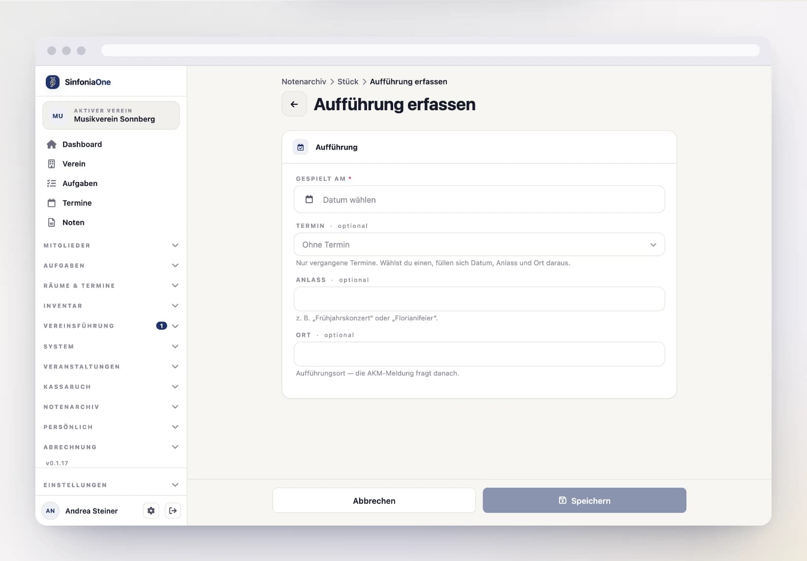Repertoire & Aufführungen am Computer