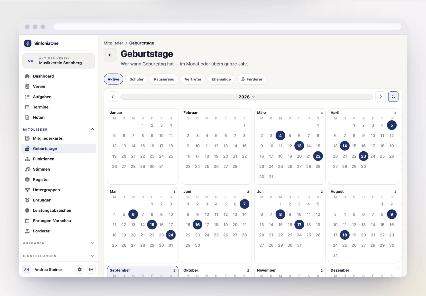 Geburtstage am Computer
