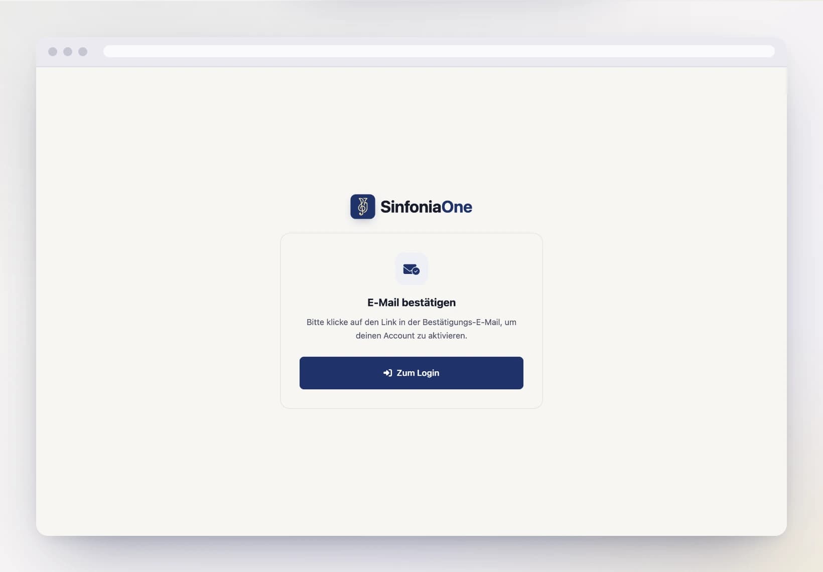 Screen “Confirm email” (EmailConfirmScreen) with a confirmation notice on a computer