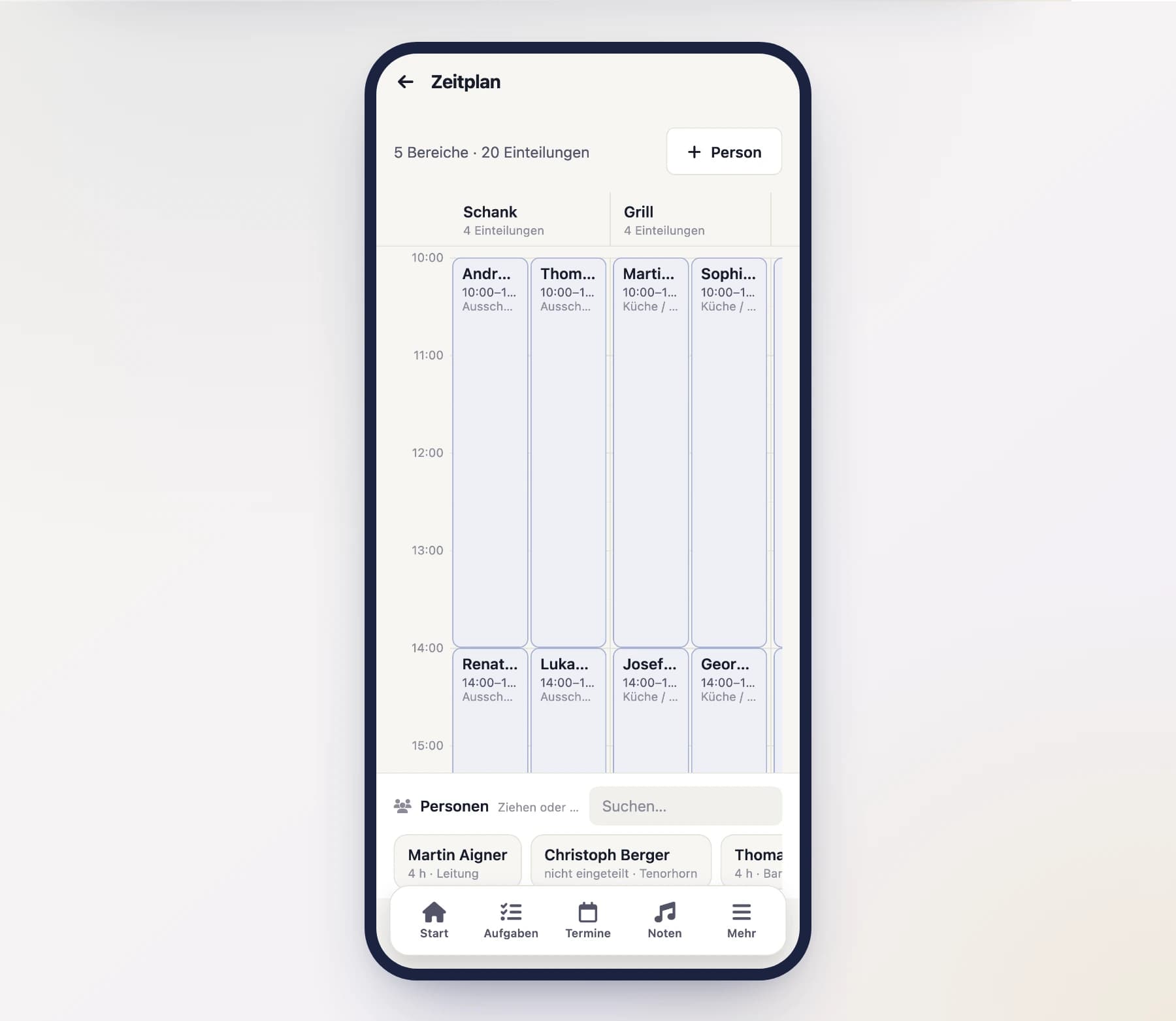 Zeitplan am Handy