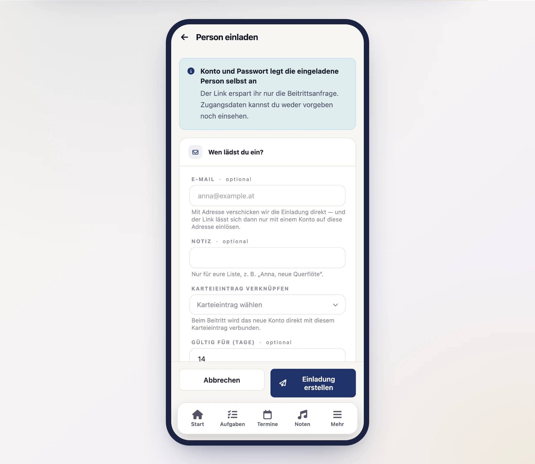 Einladungen am Handy