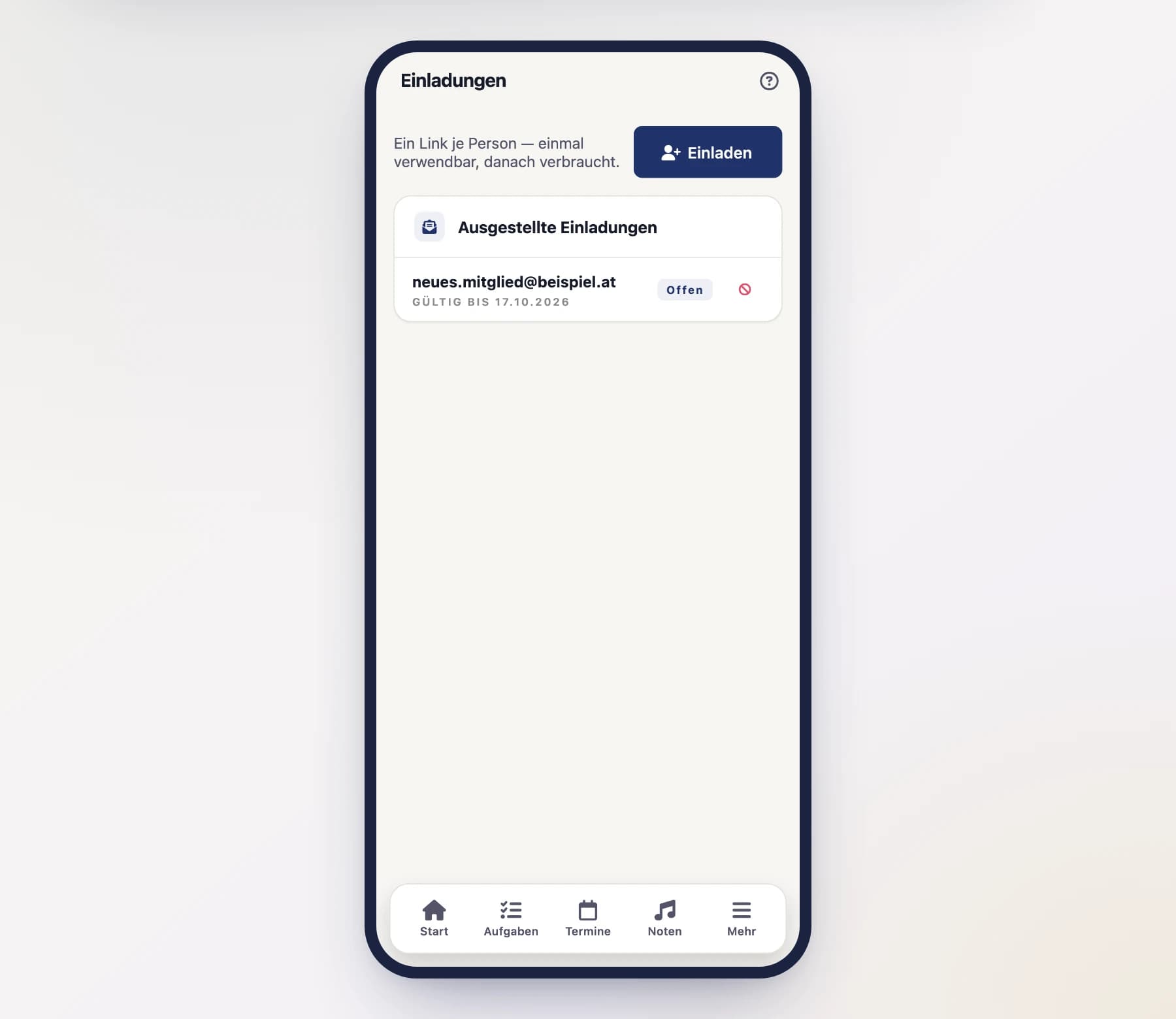 Einladungen am Handy