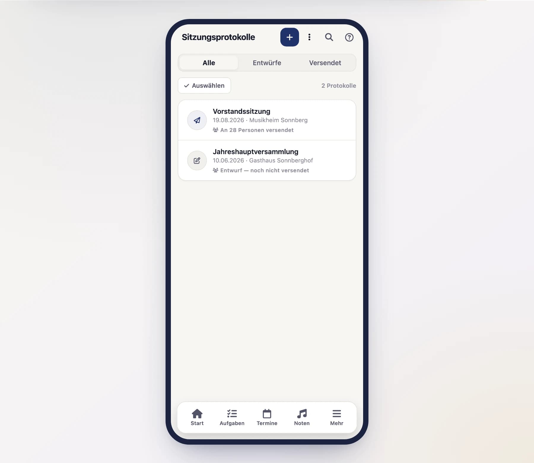 Sitzungsprotokolle am Handy