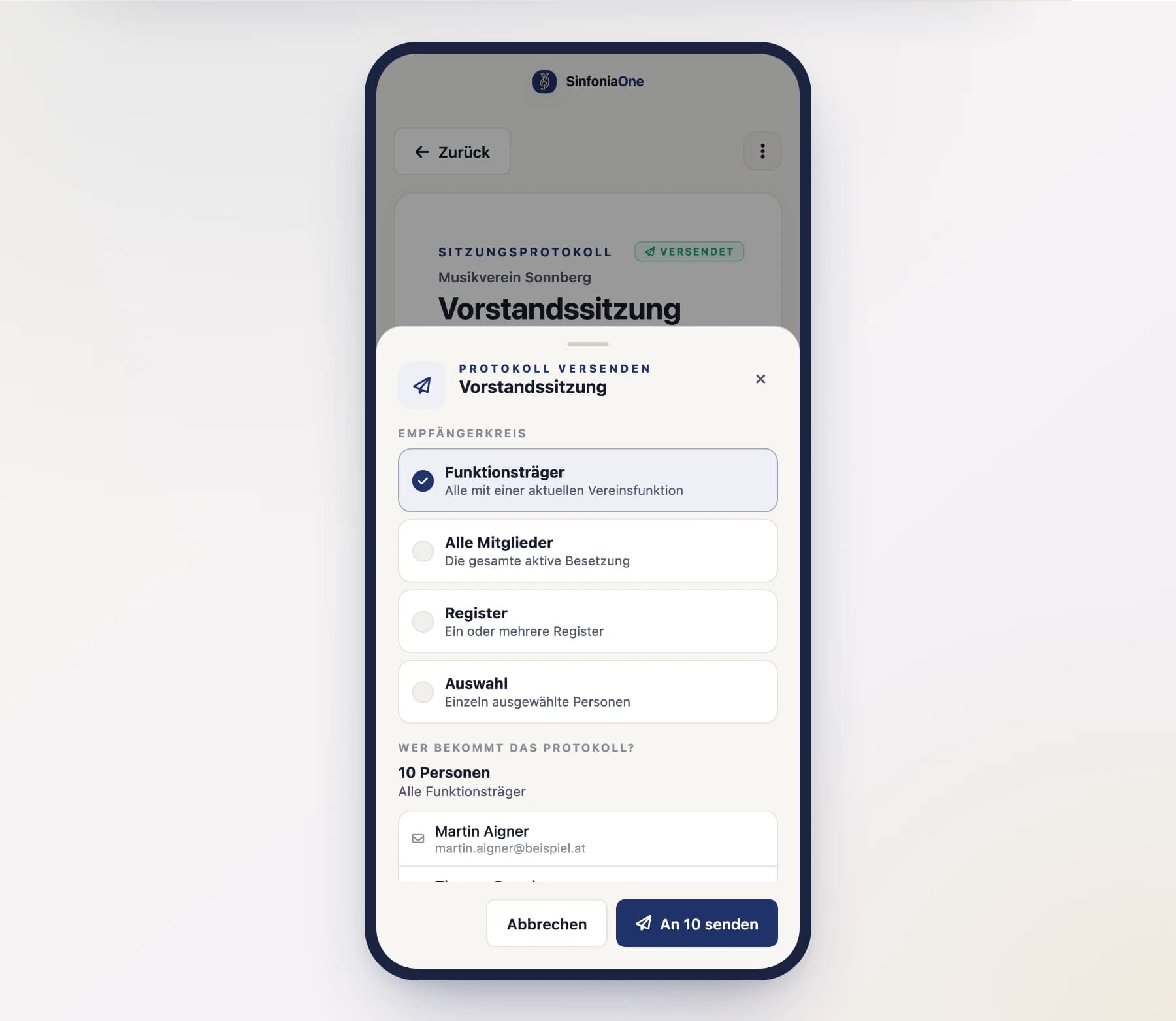 Sitzungsprotokolle am Handy