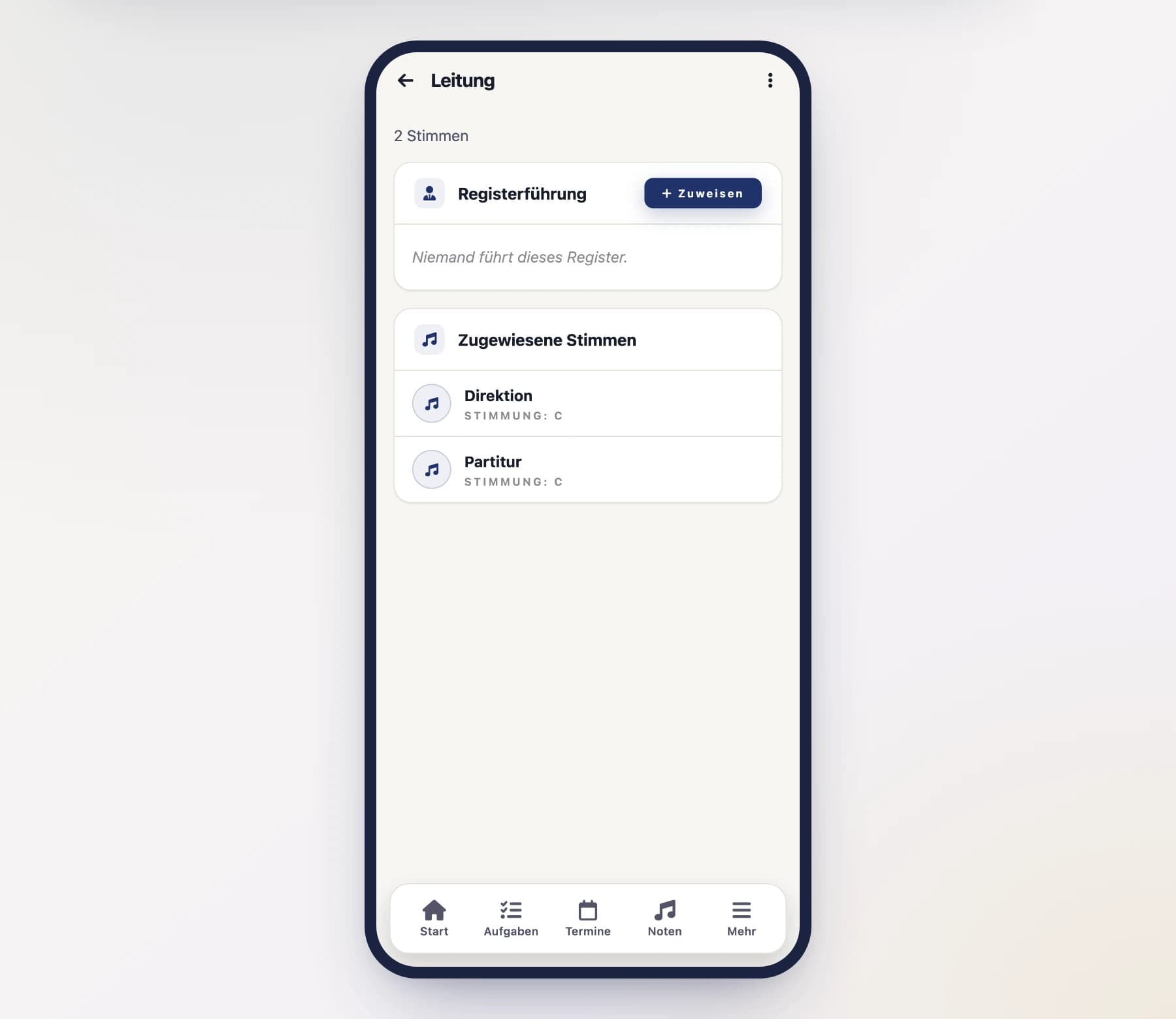 Stimmen & Register am Handy